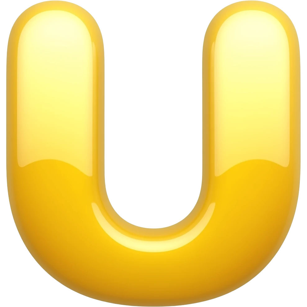 U letter yellow colour shining emoji