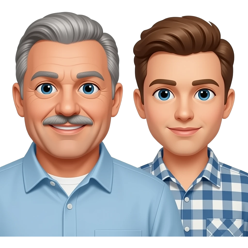 Older Fat Gay Daddy with moustache with Twink boyfriend emoji