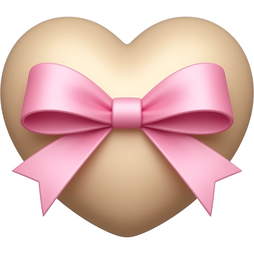 Beige heart with a pink ribbon bows emoji