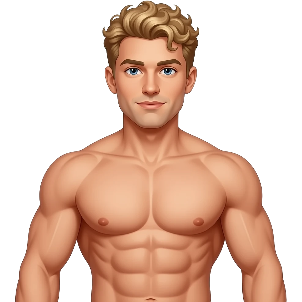 Muscle man with curly blonde hair big breasts emoji