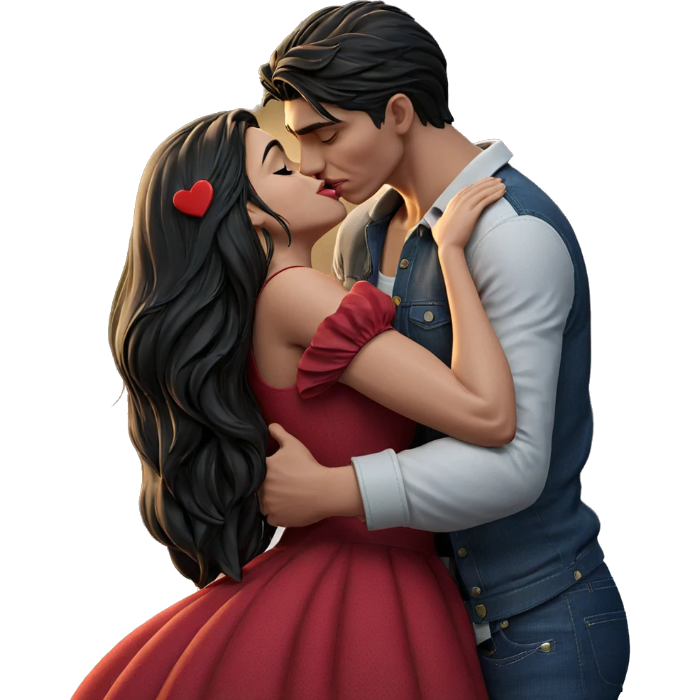 romantic kiss between lovers emoji
