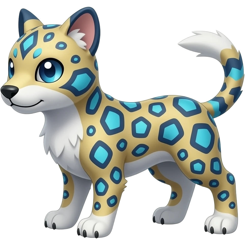 Digitigrade elemental realistic pretty elegant sleek shiny patterned quadrupedal Randomly patterned Shinx-Liepard-Houndour-Arcanine-Electrike-Fakémon-Digimon-animal-hybrid, full body, short fluffy tuft nub-tail emoji