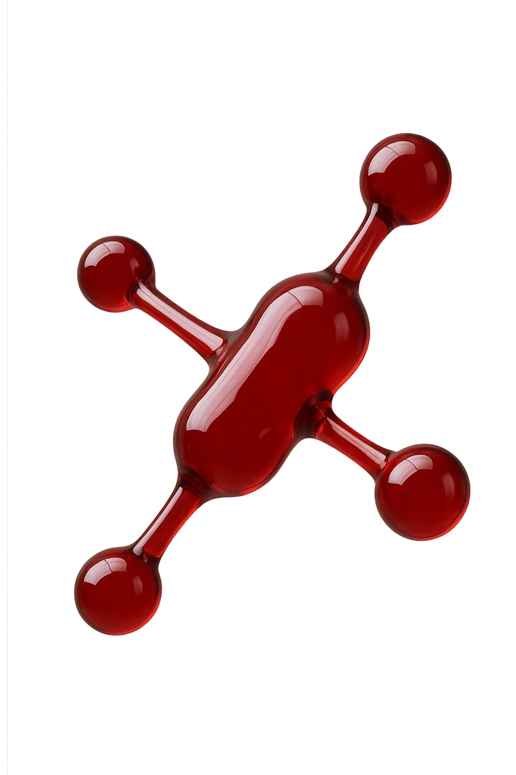 molecola chimica 3d rossa lunga iperrealistica fluttua in aria, 4k emoji
