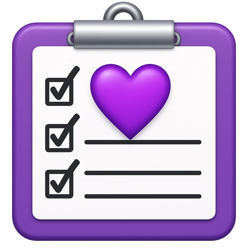checklist purple heart emoji  emoji