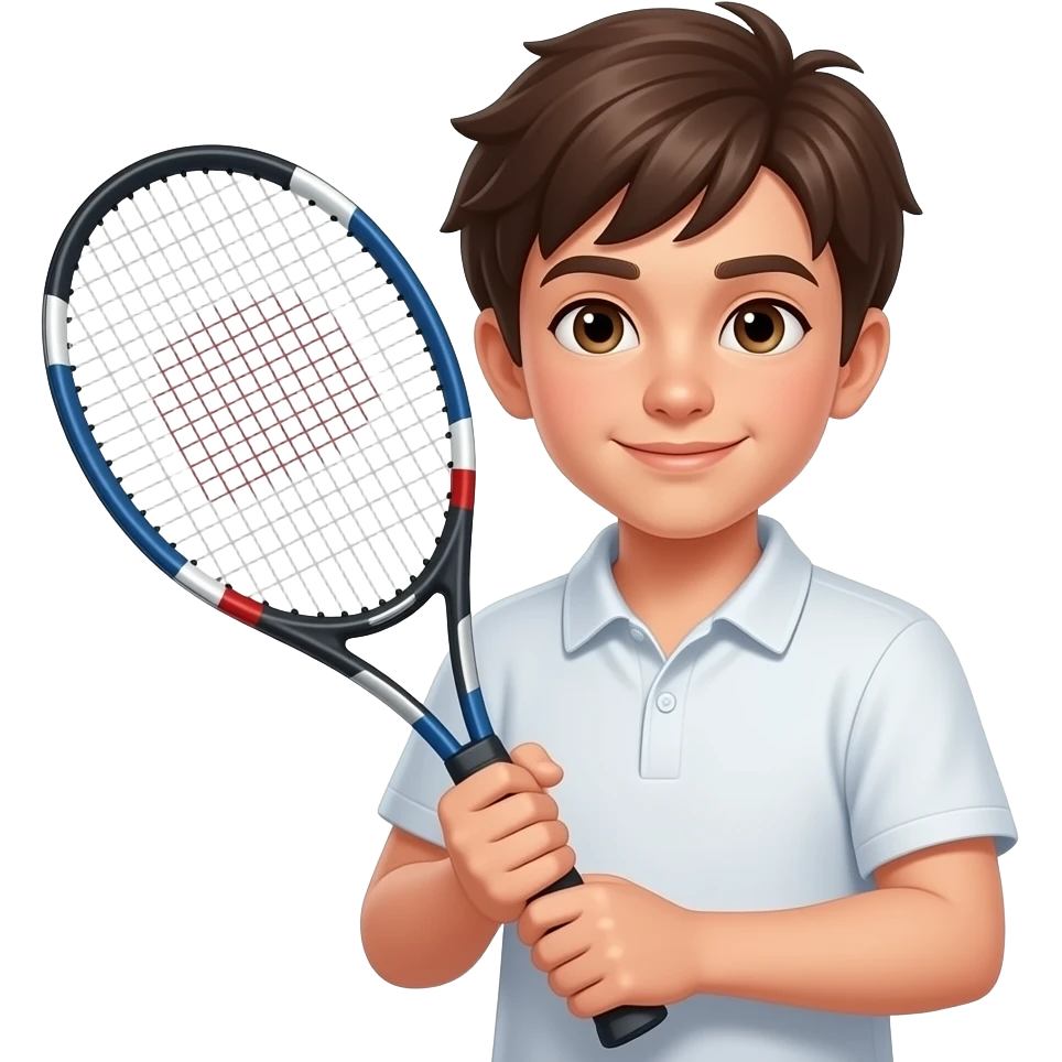 teen boy hold racket close up emoji