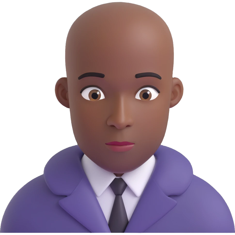 extremely bald Black man with shiny scalp and exaggerated baldness, simple background emoji