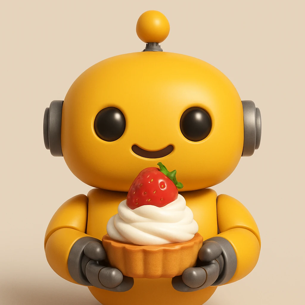 The cute robot is holding dessert in its hands, 3d emoji emoji