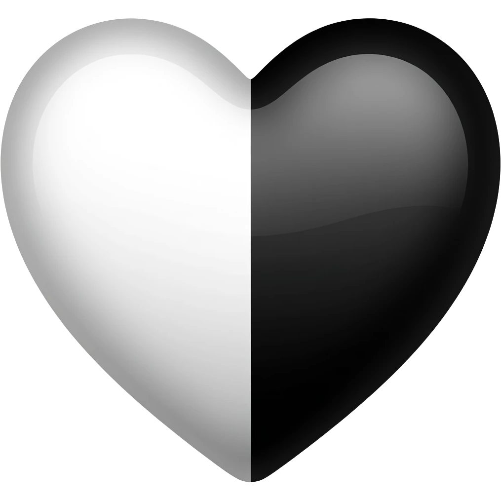 A heart that Half withe and half black emoji