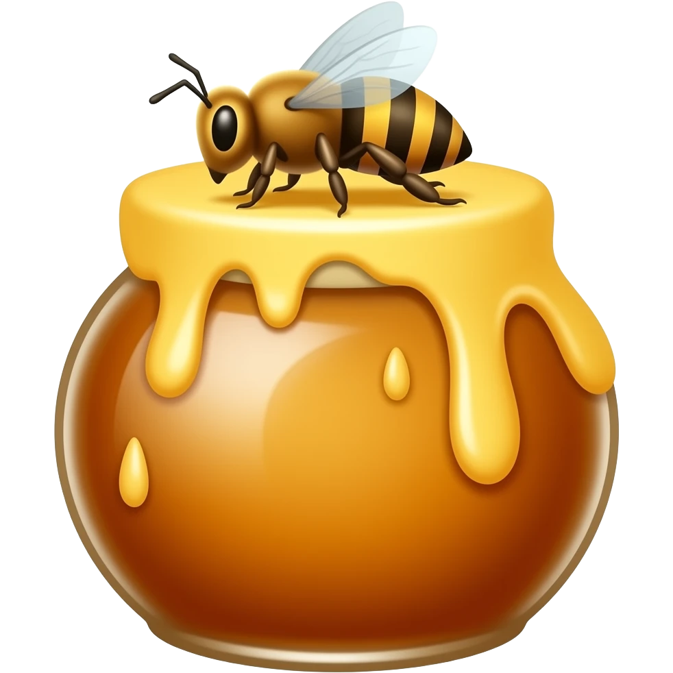 Honey pot emoji with bee on top emoji