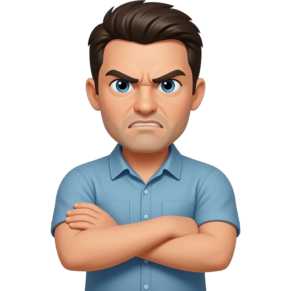 Mad face emoji crossed arms emoji