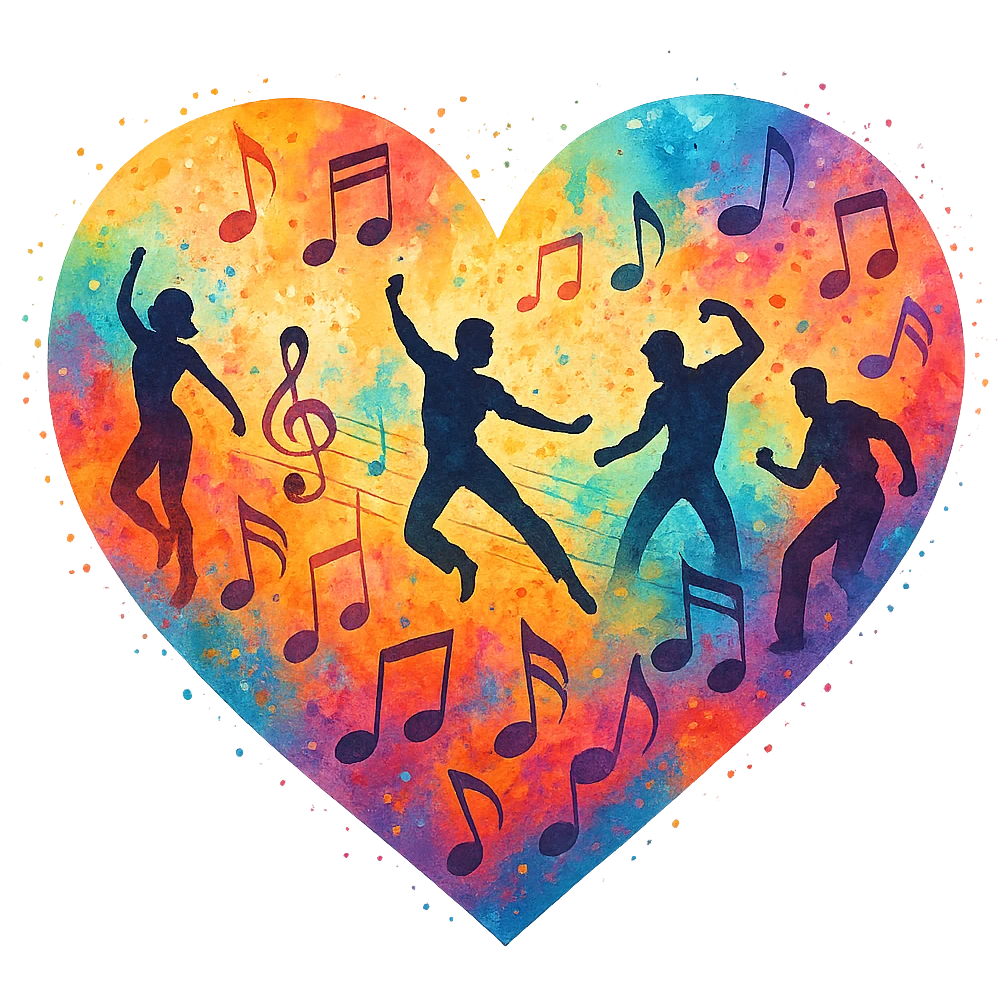 heart with a dance theme emoji