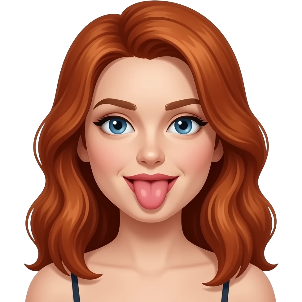 Sexy redhead with tongue out emoji