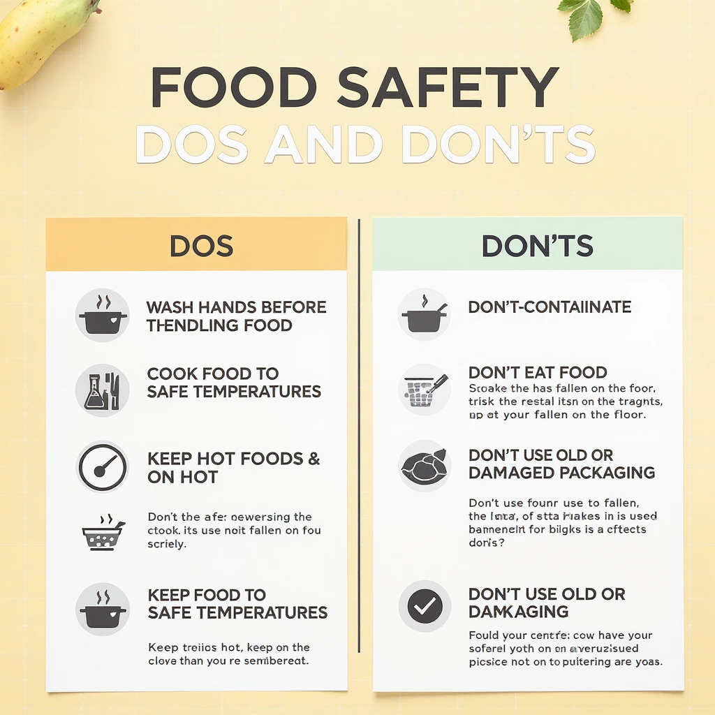 make a detail poster with title of "food safety dos and dont" emoji