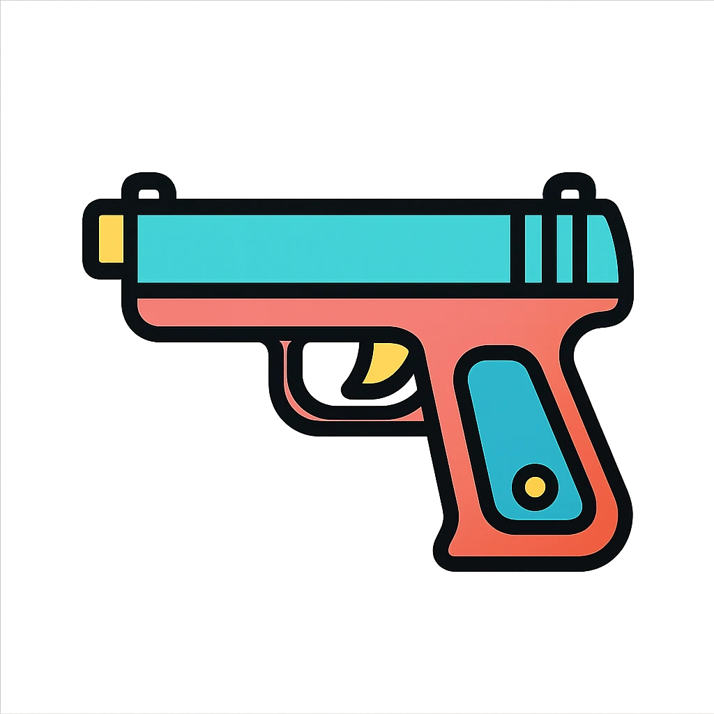 A colorful outline of a pistol emoji