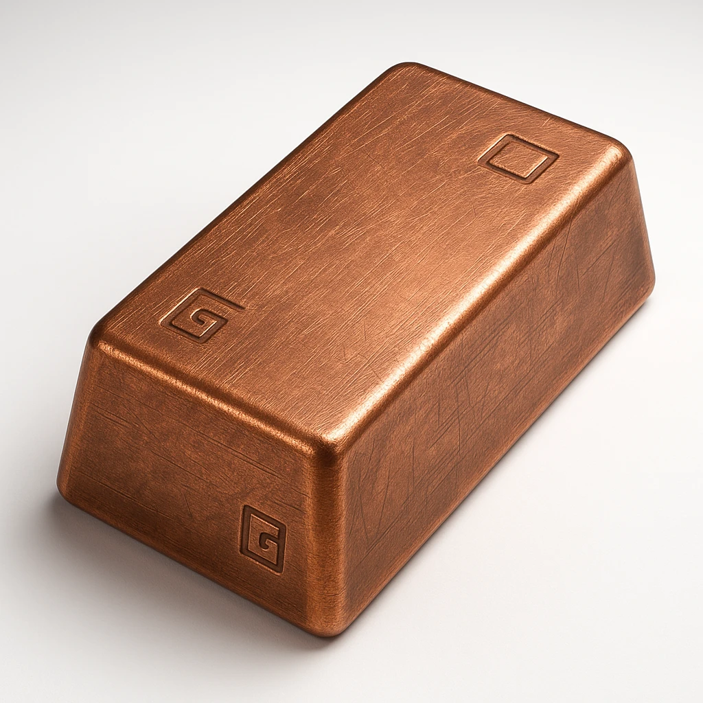 A rough copper ingot, industrial, metallic texture emoji