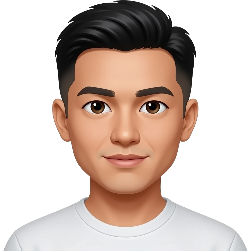 25 years old Filipino man fade hair cut closed lips open eyes emoji
