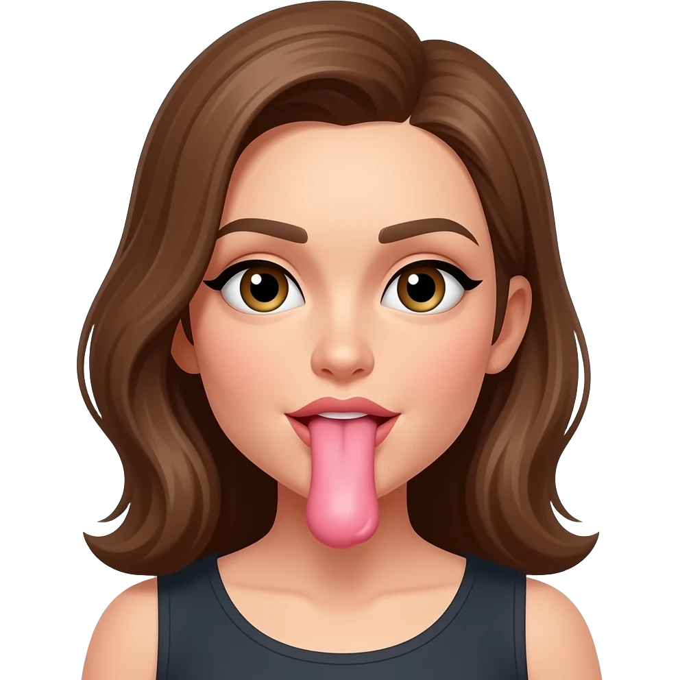 A woman sucking on a dick emoji