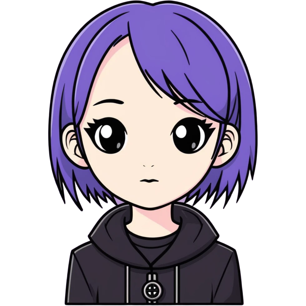 Ghibli style goth girl emoji