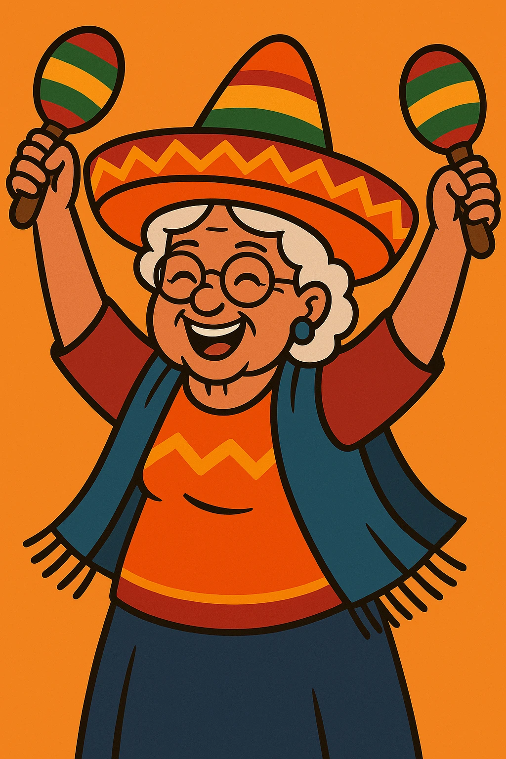 Place maracas in each hand, keep the festive mood and vibrant colors, celebratory and joyful style. emoji