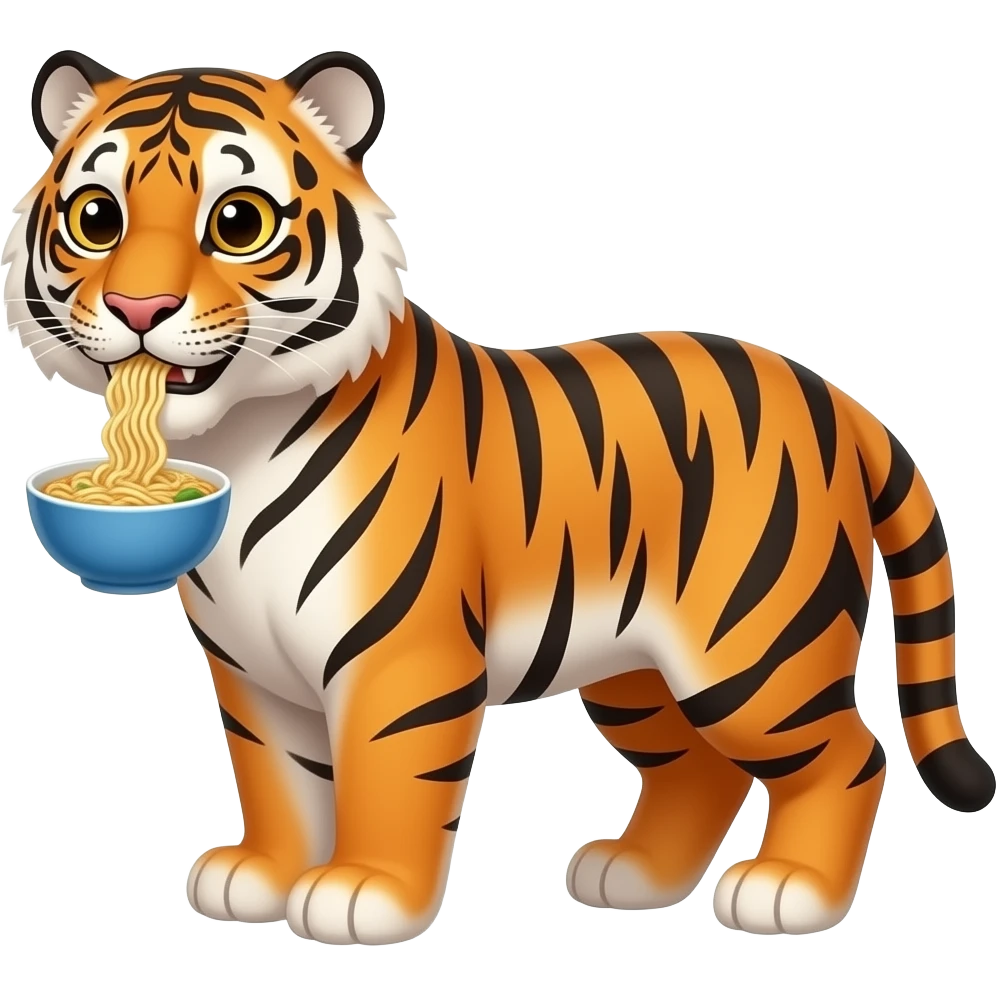 a tiger is eaing noodle emoji