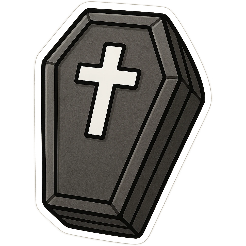 Halloween coffin black and white, remove background emoji