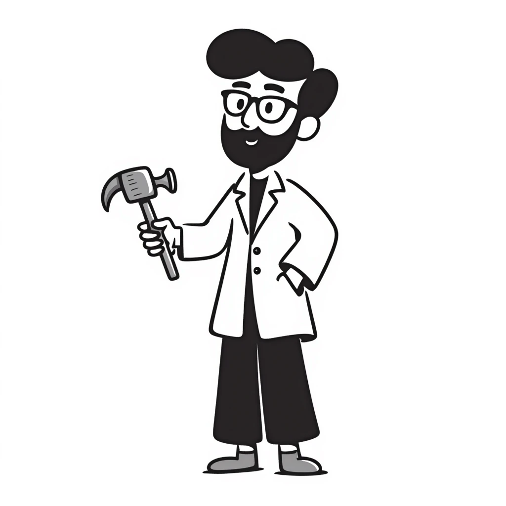 a young geoscientist with a beard, hand drawn doodle style emoji