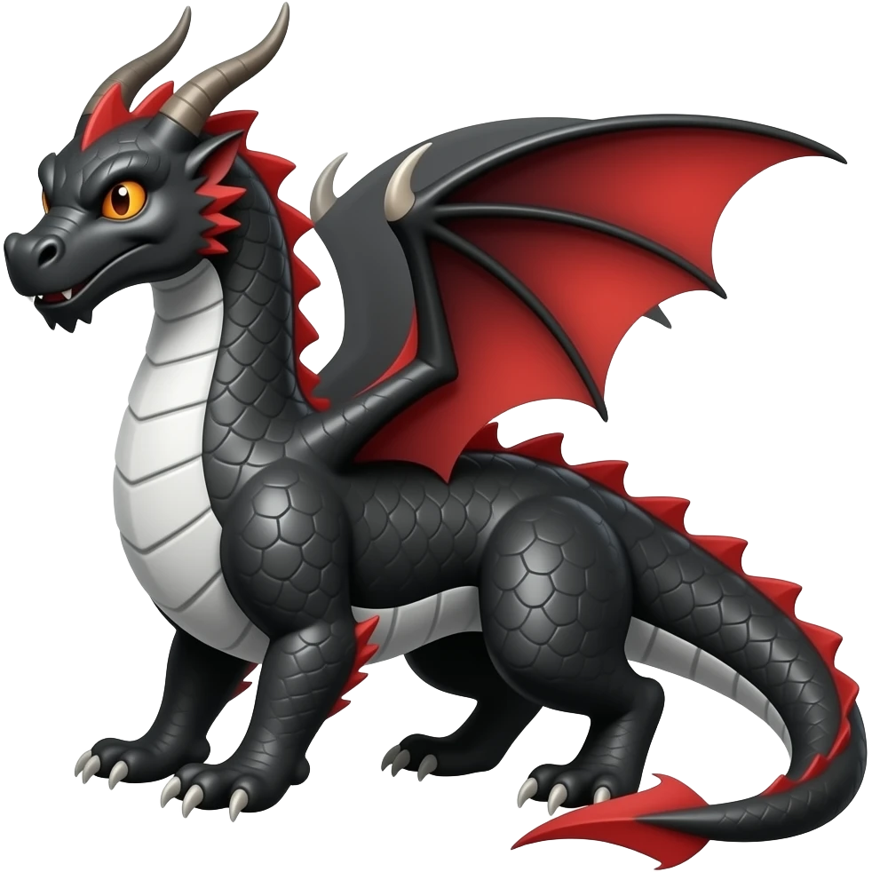 BLACK AND WHITE DRAGON WITH RED SHADE emoji