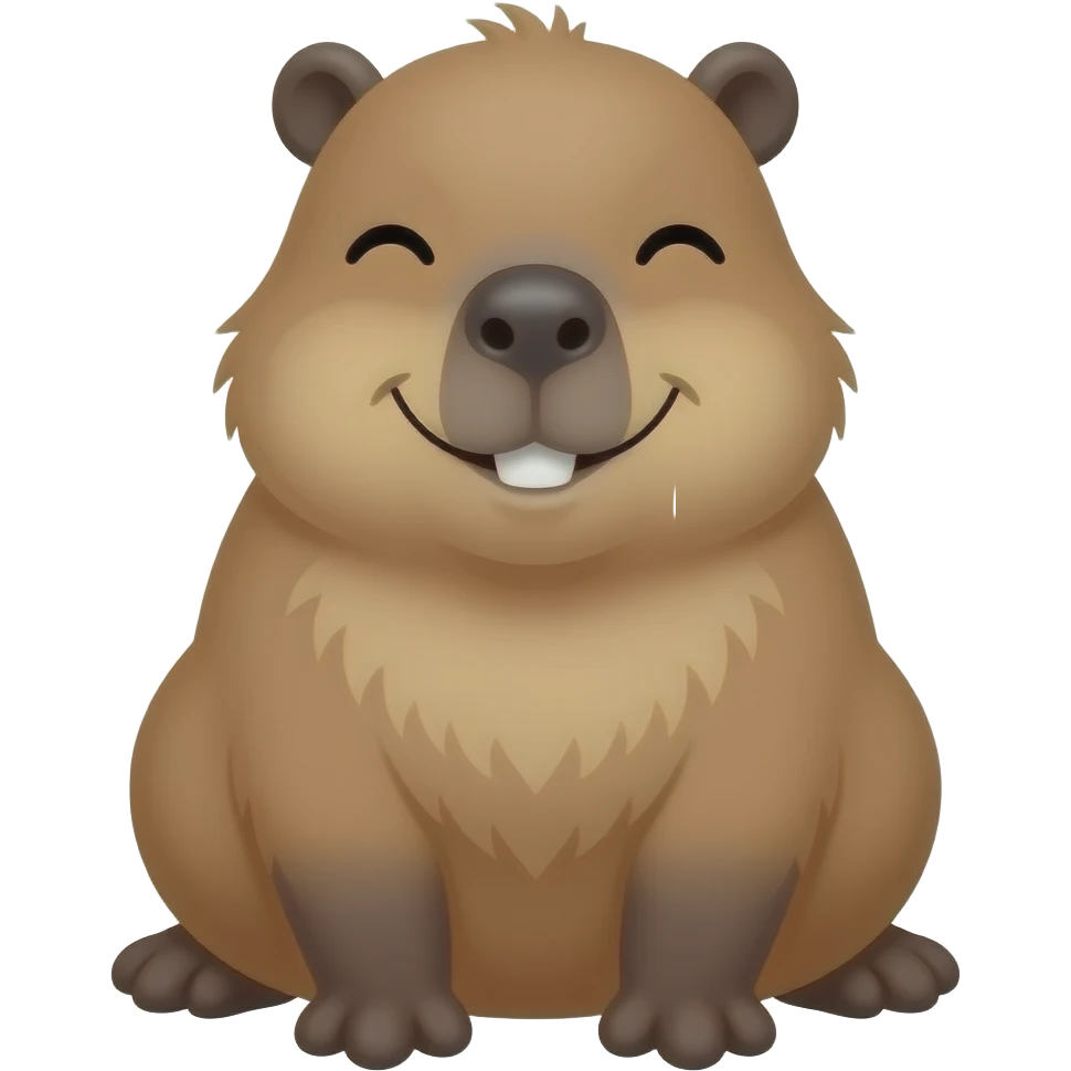 sigma capybara sittting happy smile mouth closed emoji
