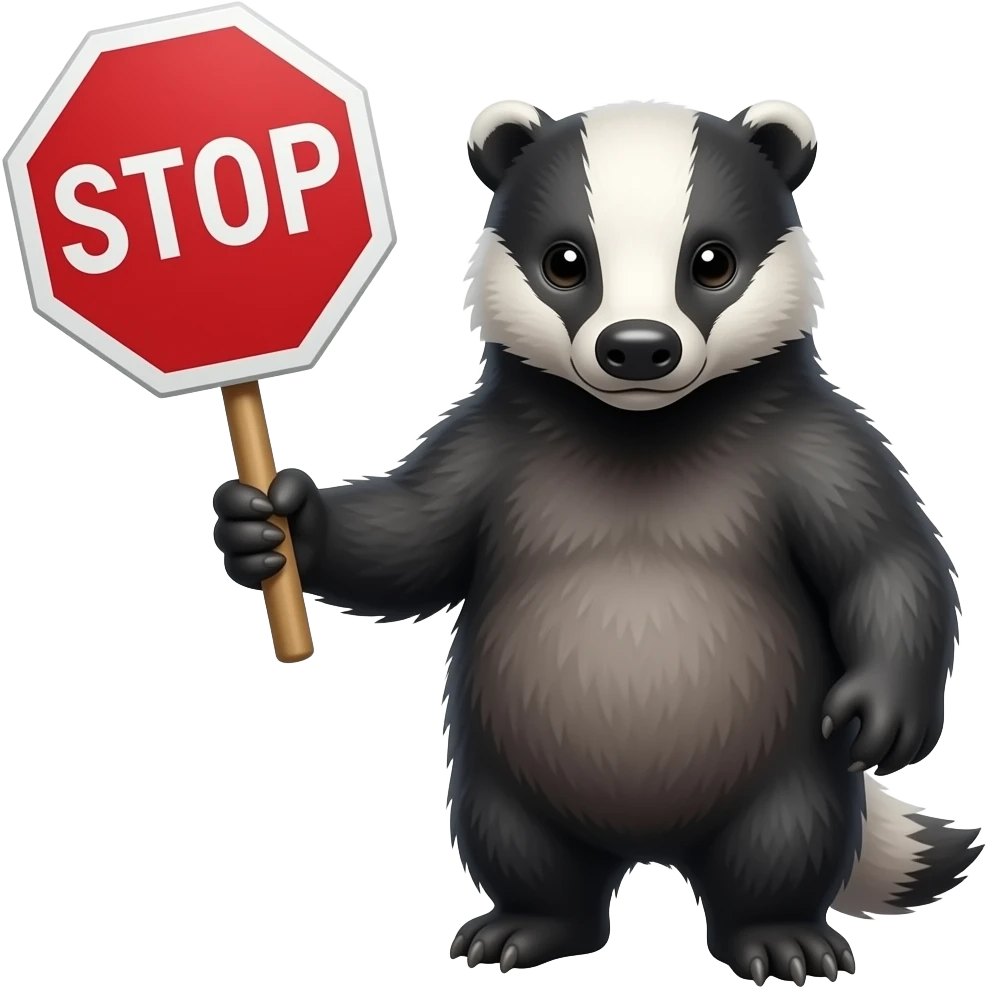 a badger holding a stop sign emoji