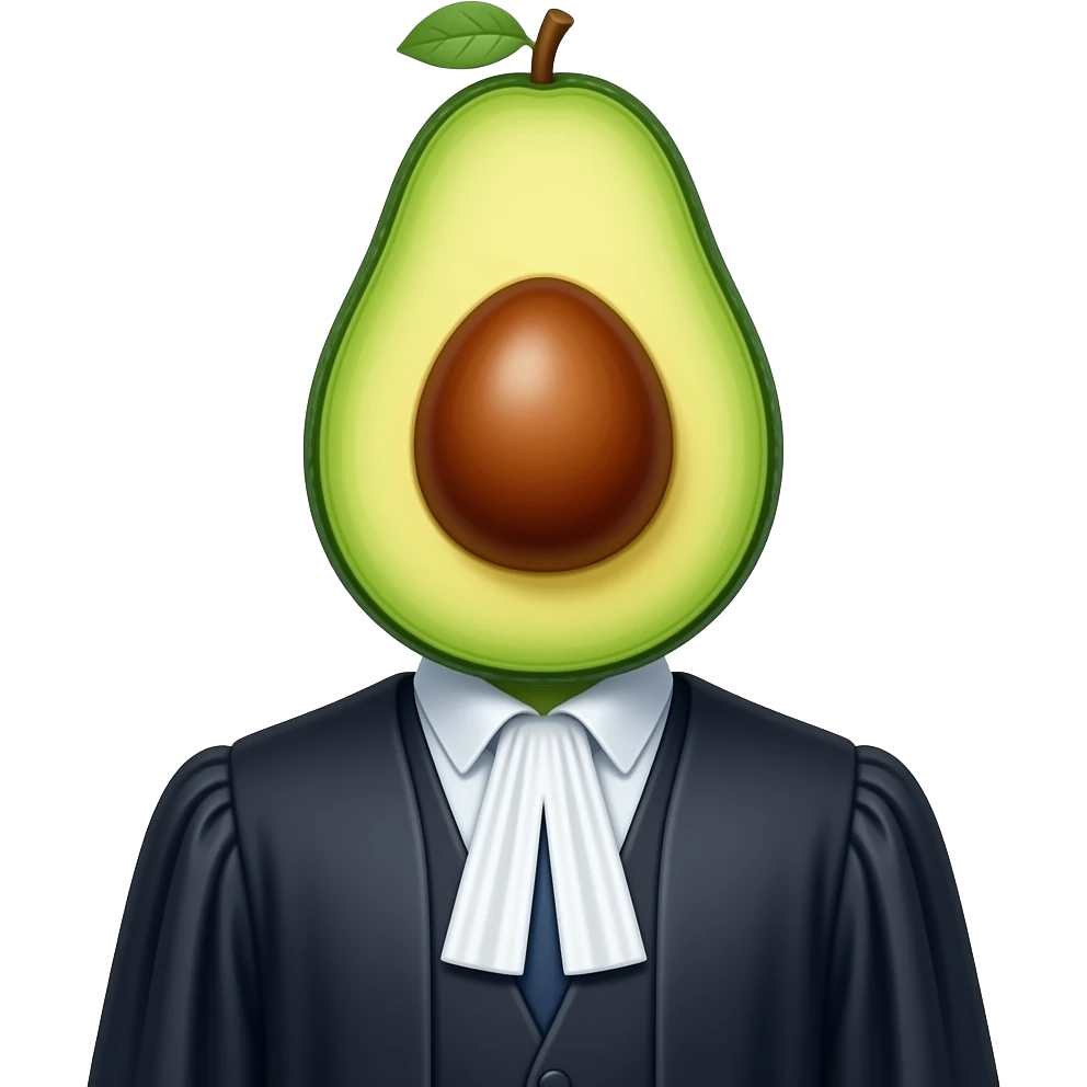 robe d'avocat en france avec la tete d'un avocat le fruit emoji