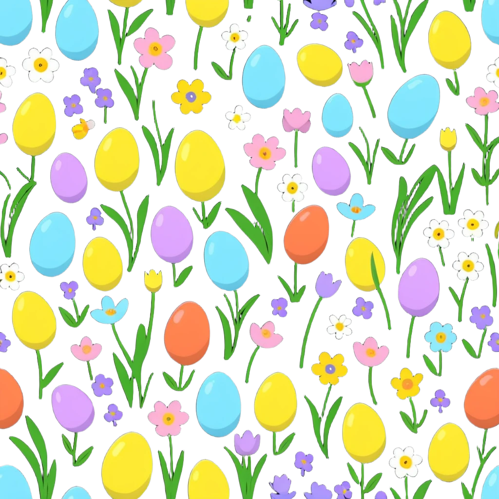 spring flowers and Easter eggs emoji