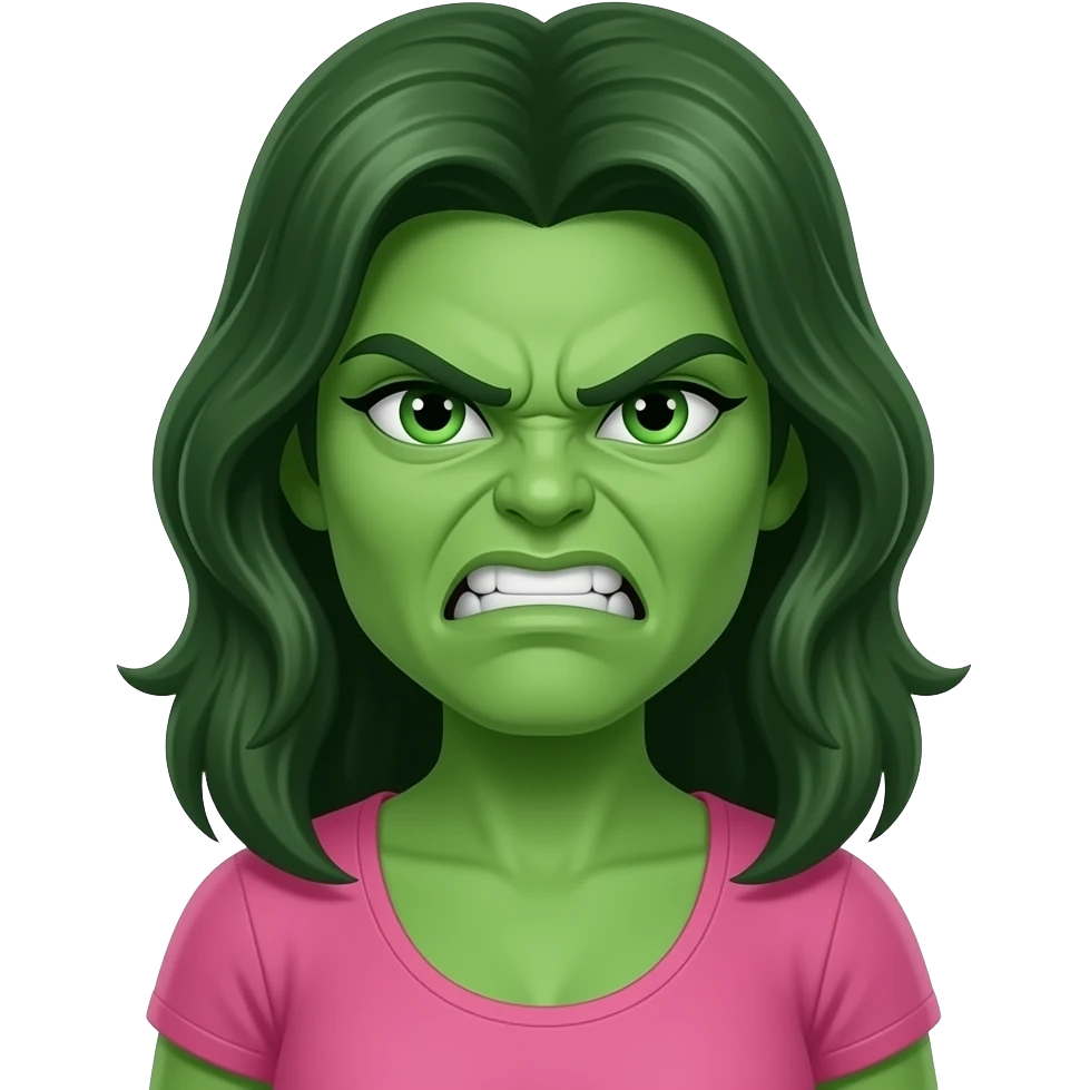 angry she-hulk wearing pink clothes emoji