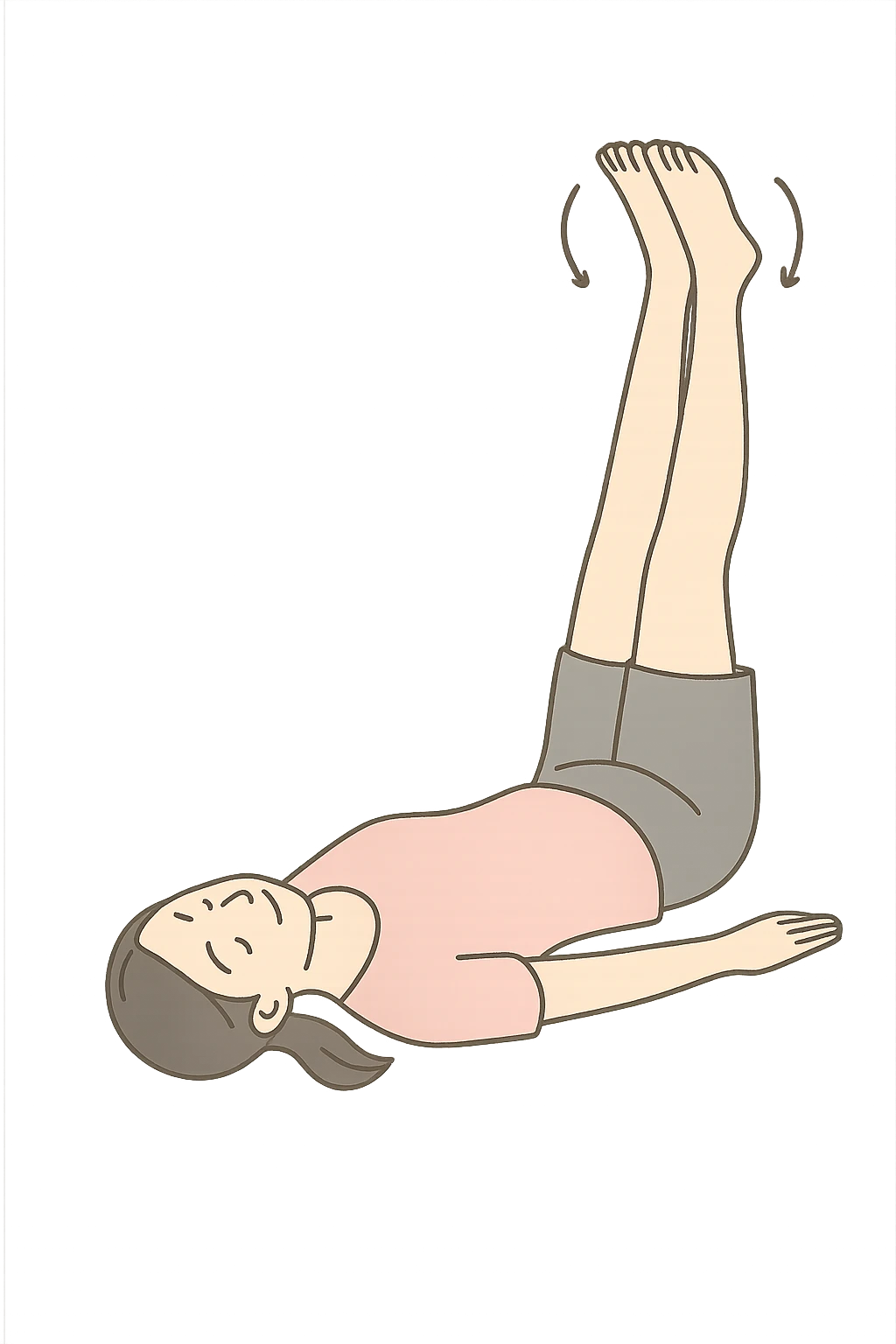 Donna con gambe alzate sdraiata per la routine circolatoria emoji