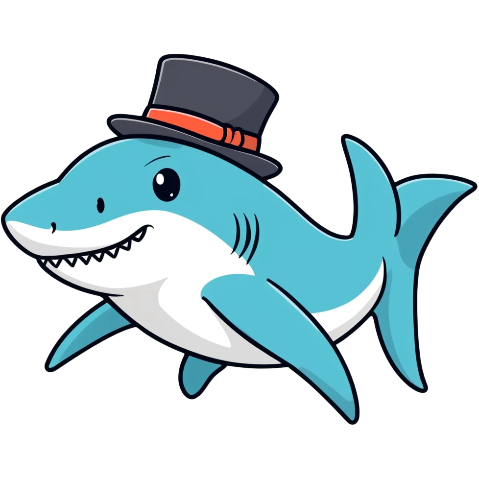 Shark with a top hat emoji