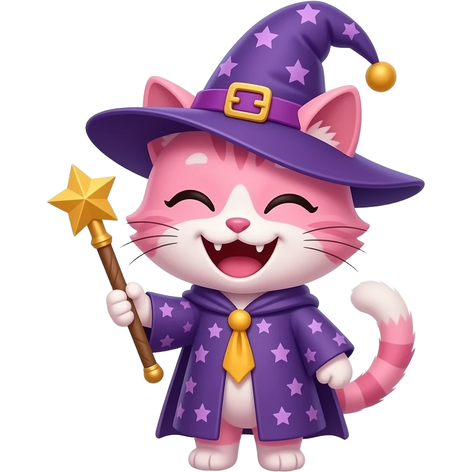 pink cat wizard laughing emoji