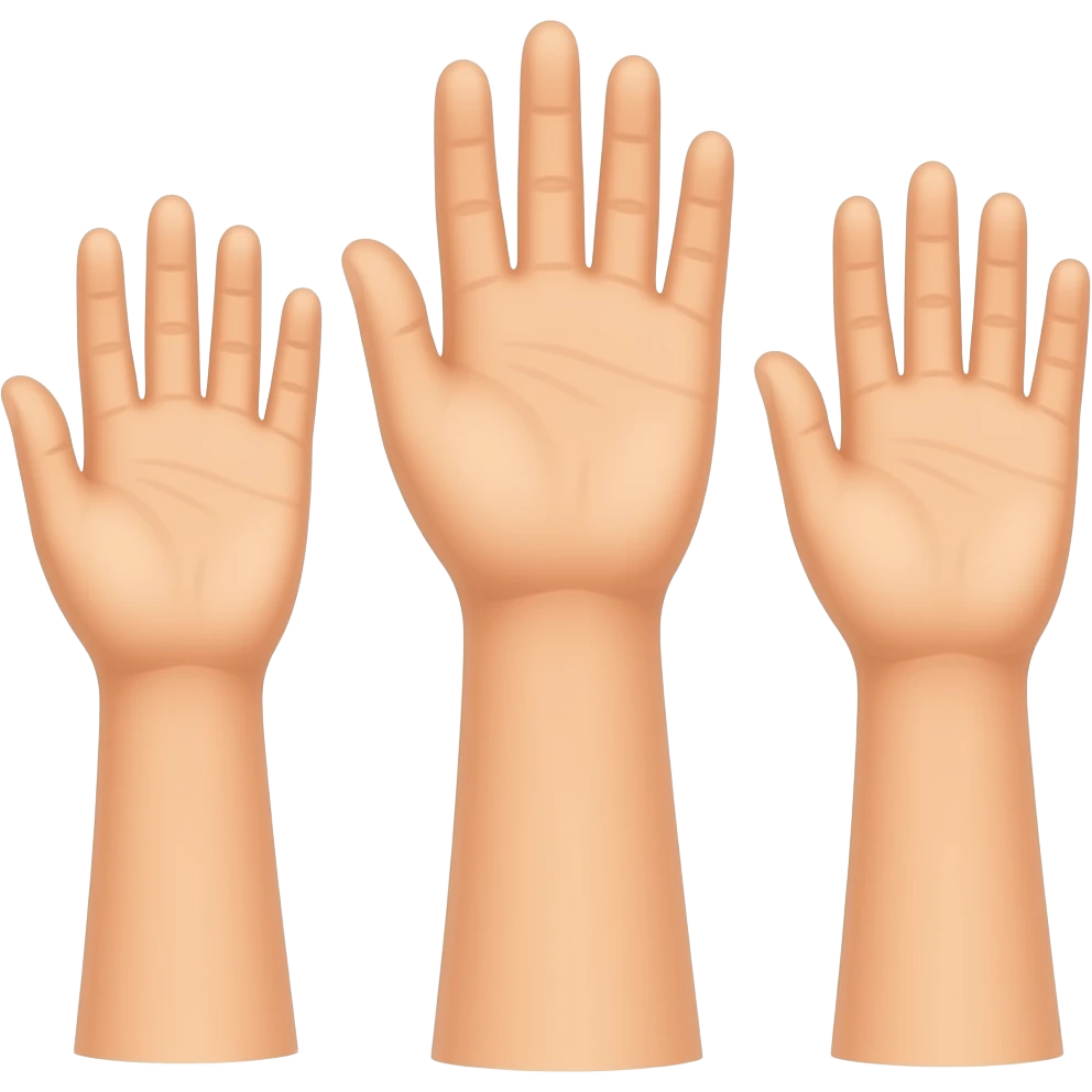 Three hands holding only hands emoji