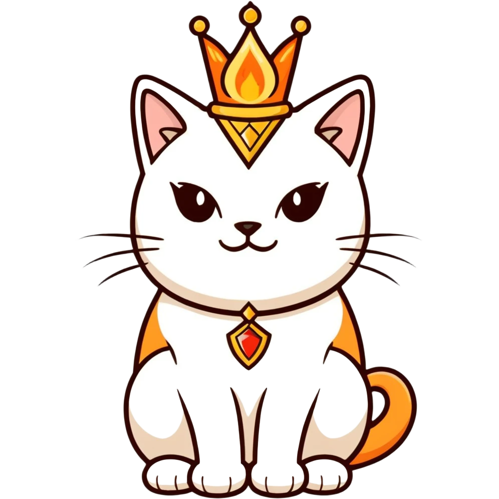 Flame point cat with crown emoji