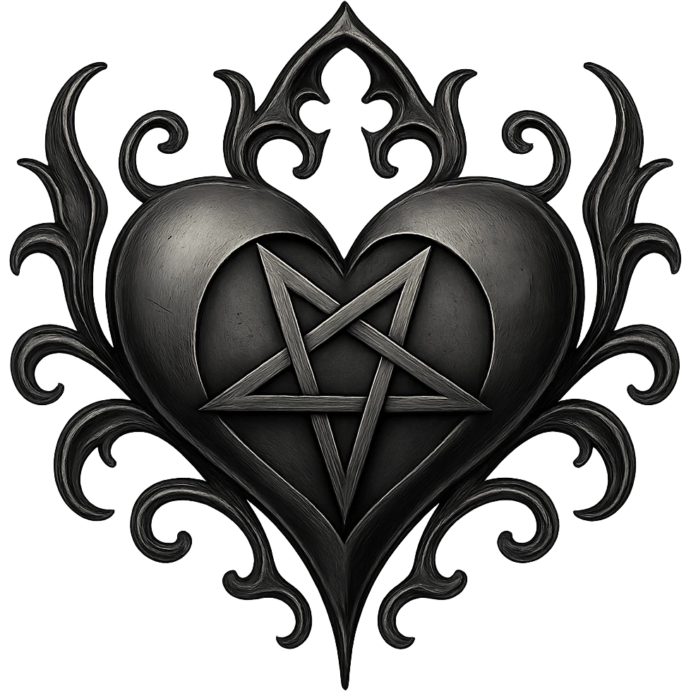 gothic heart with a pentagram, remove background emoji