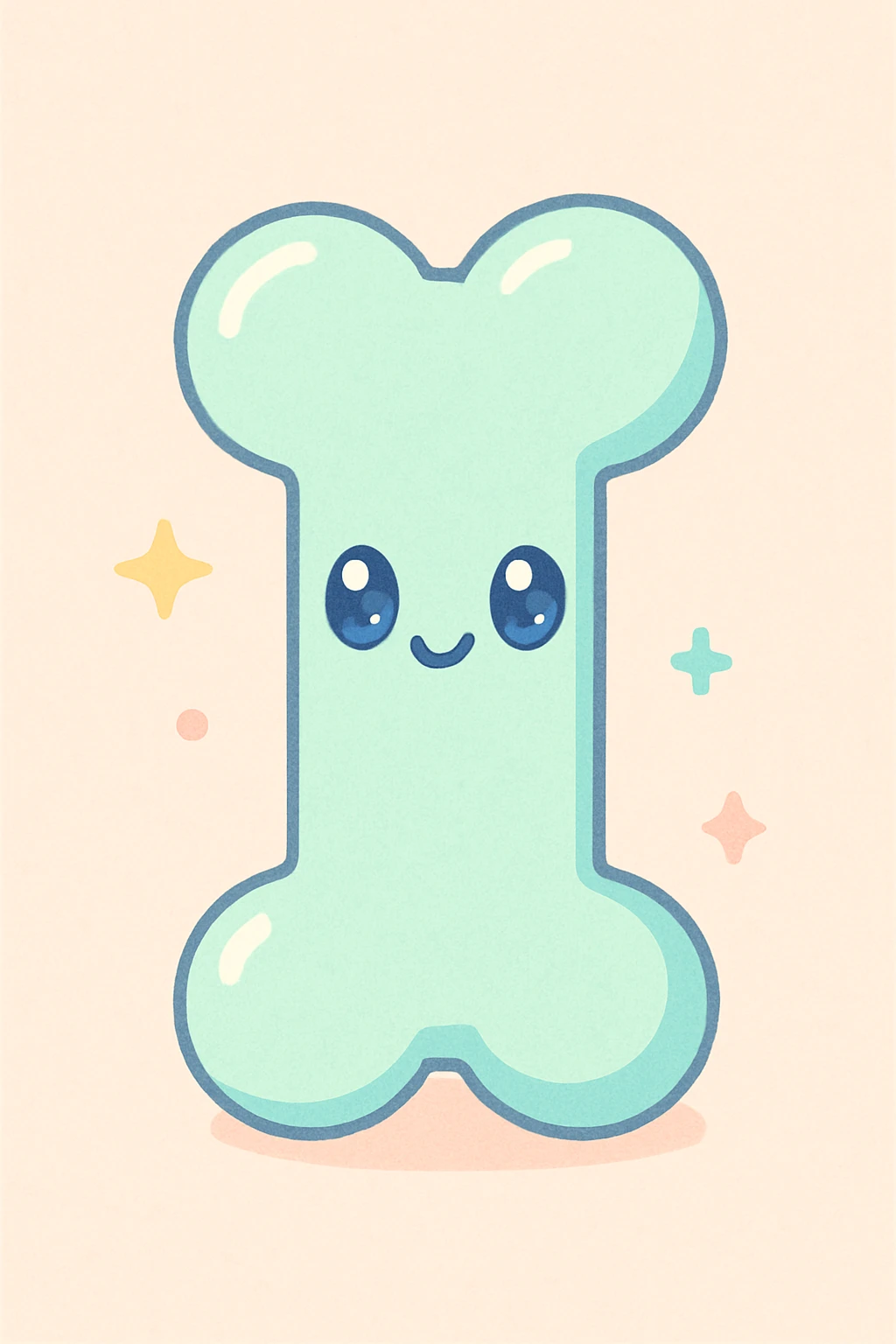 a single bone in anime style, clean lines, soft shading, cute and appealing emoji