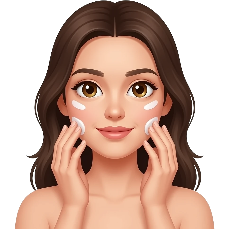 Moça fazendo skincare emoji
