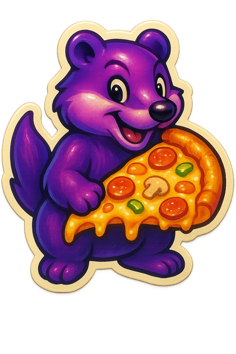 Purple Badger with pizza  emoji