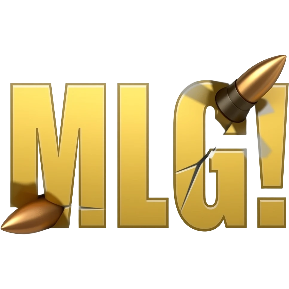 Надпись MLG! жёлтого цвета и сломалась от выстрела пули emoji