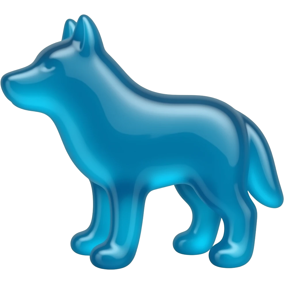 Blue Gummy wolf candy emoji