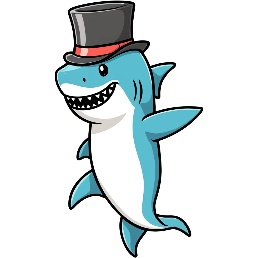 Shark with a top hat emoji