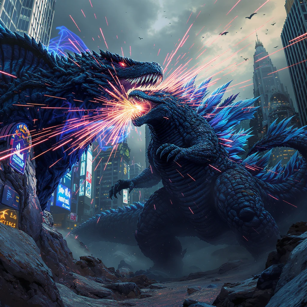 godzilla attacking ny emoji