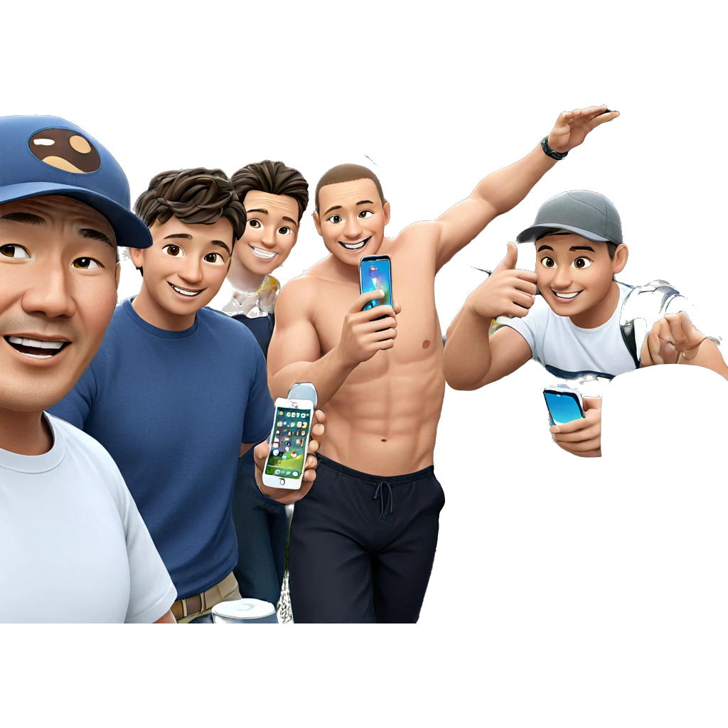 outdoor boys group smiling emoji