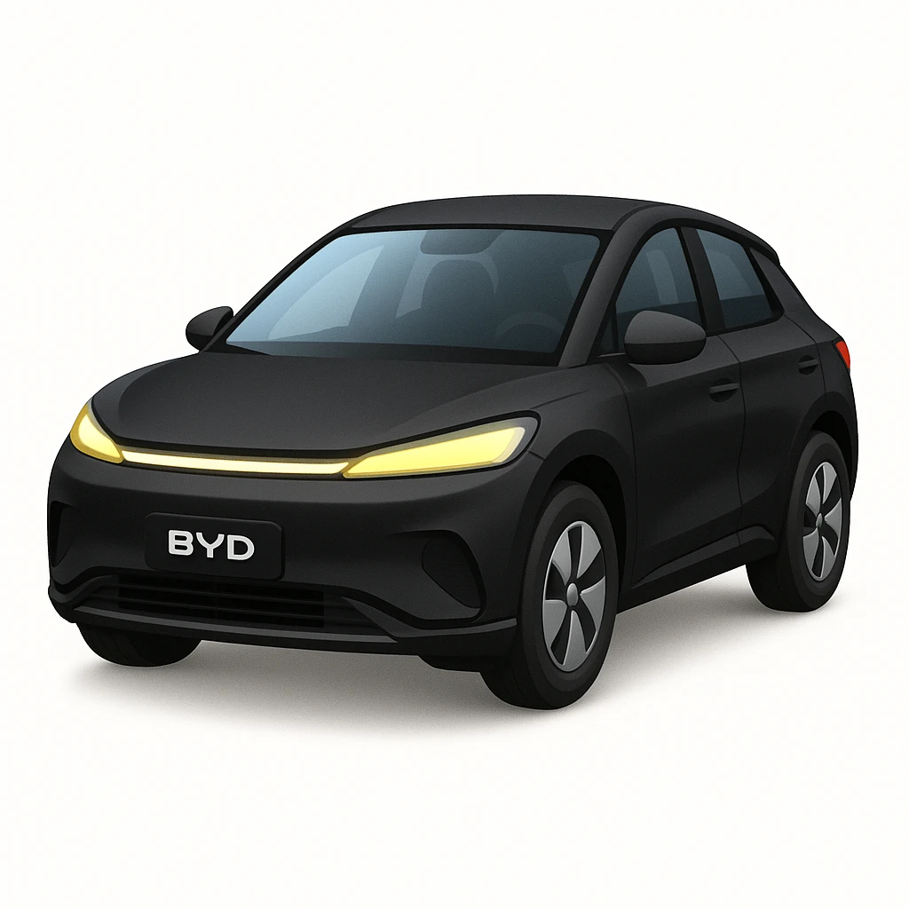 Сгенерируй мне Машина BYD черная электрокар в стиле эпл емодзи emoji