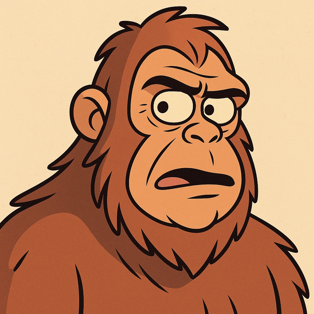 bigfoot head, cartoon style, gradient fur, bold lines emoji