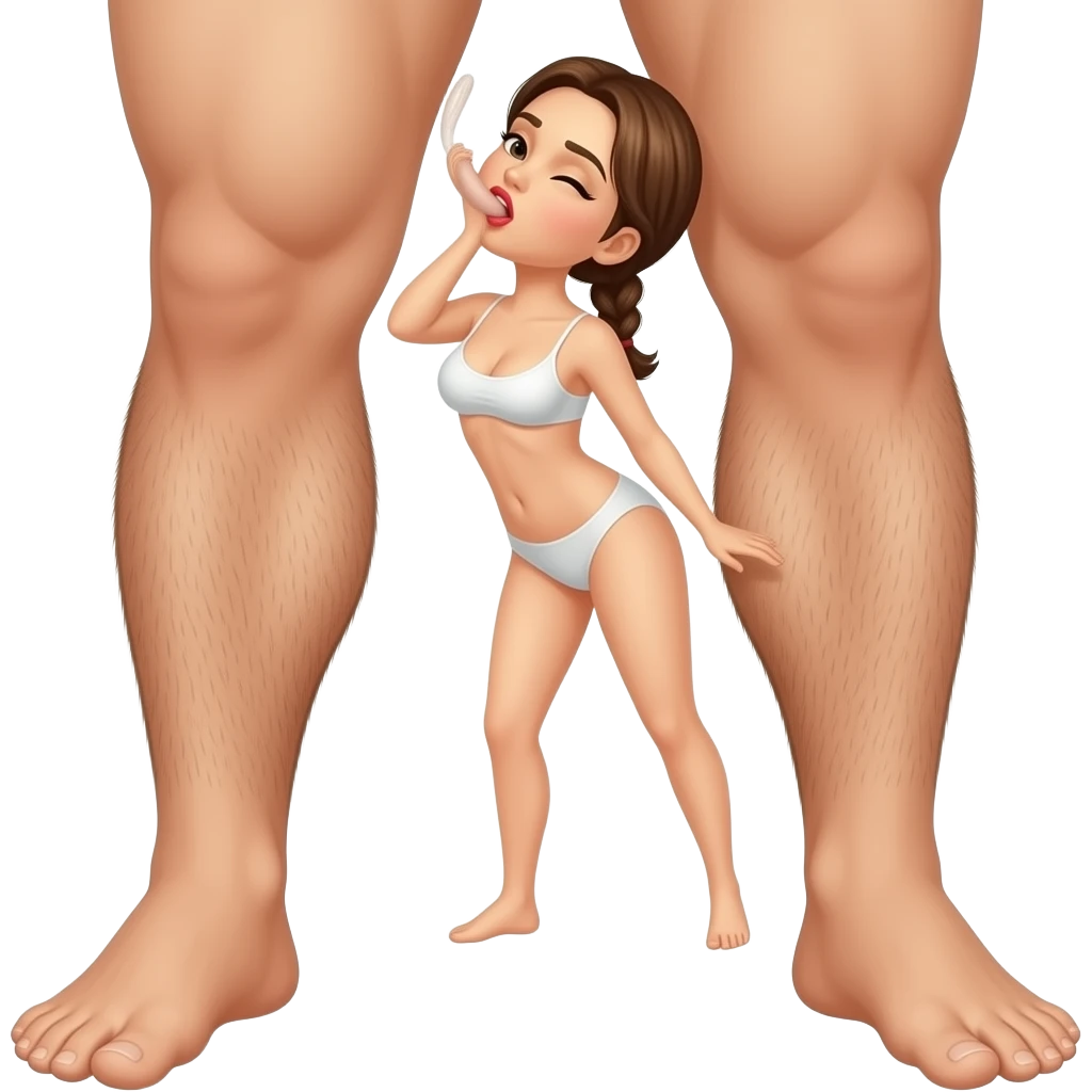 A woman sucking a penis between a naked man’s legs emoji