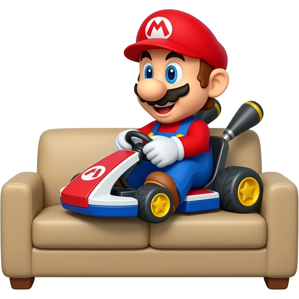 Seahorse on the couch playing Mario kart emoji